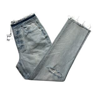 pistola Light Wash Straight Leg Jeans - Frayed Hem